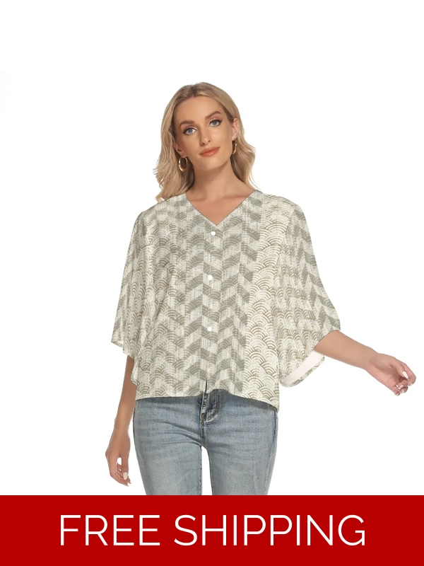Motiff Shop Bat Sleeve V-Neck Top